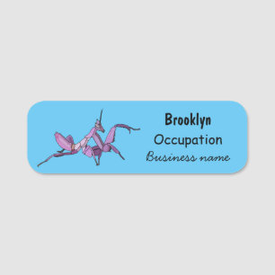 Orchid mantis Cartoon Illustration Namensschild