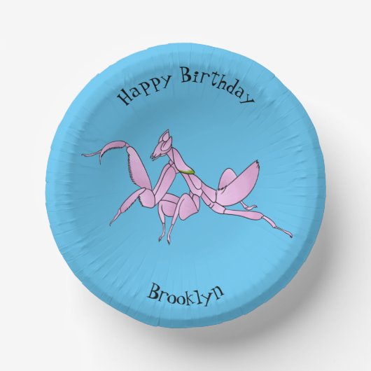 Orchid mantis Cartoon Illustration Pappteller (Vorderseite)