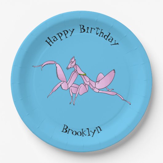 Orchid mantis Cartoon Illustration Pappteller (Vorderseite)