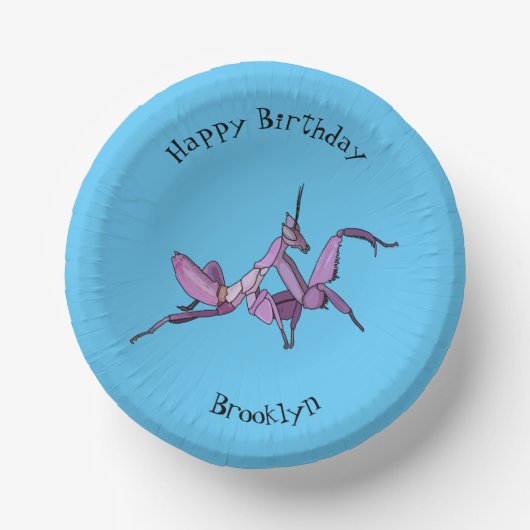 Orchid mantis Cartoon Illustration Pappteller (Vorderseite)