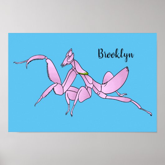 Orchid mantis Cartoon Illustration Poster (Vorne)