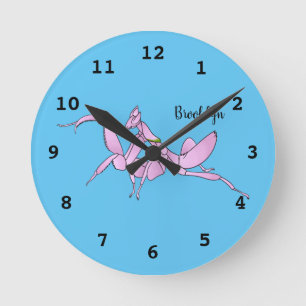 Orchid mantis cartoon illustration  runde wanduhr