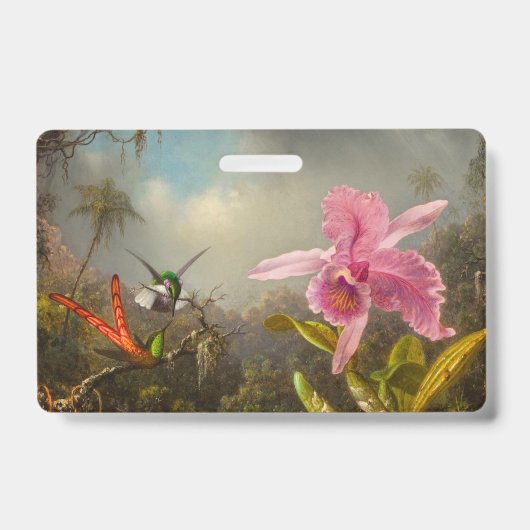 Orchid mit zwei Hummingbirds Heade Ausweis (Vorderseite)
