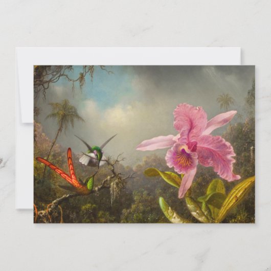 Orchid mit zwei Hummingbirds Heade Einladung (Vorderseite)