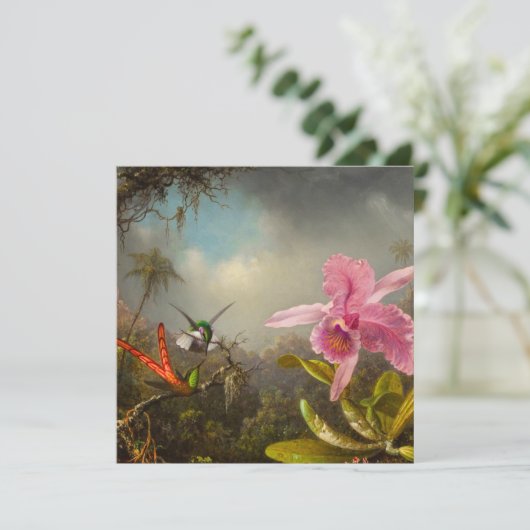 Orchid mit zwei Hummingbirds Heade Einladung (Stehend Vorderseite)