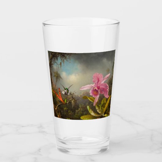 Orchid mit zwei Hummingbirds Heade Glas (Vorderseite)