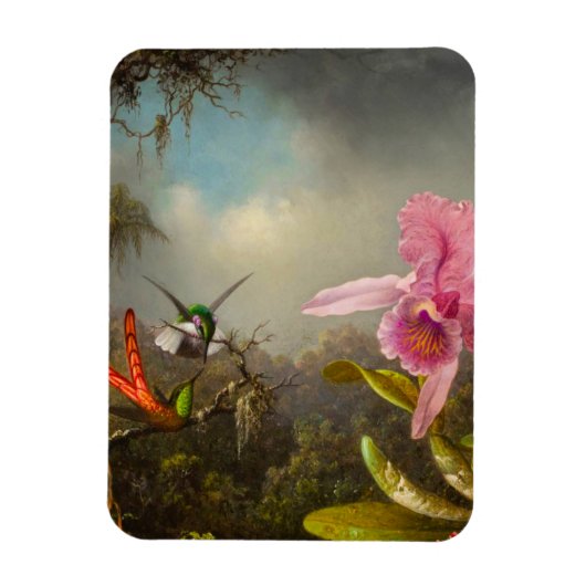 Orchid mit zwei Hummingbirds Heade Magnet (Vertikal)