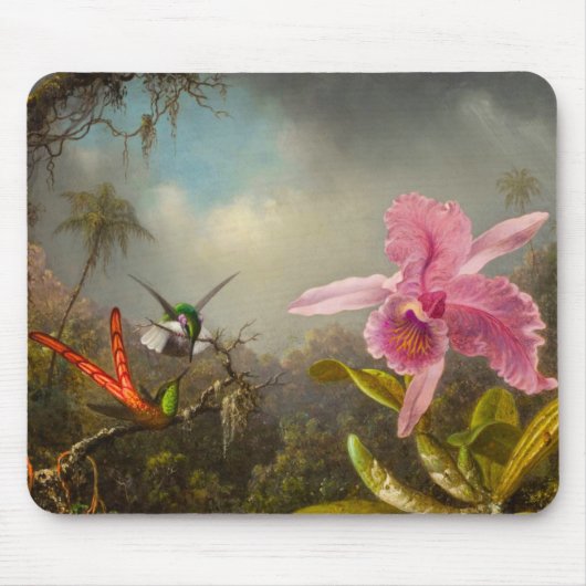 Orchid mit zwei Hummingbirds Heade Mousepad (Vorne)