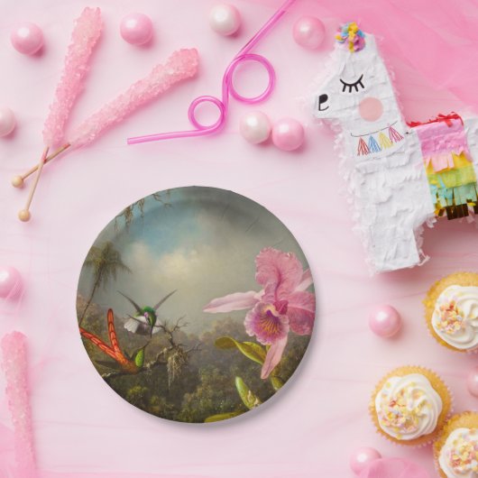 Orchid mit zwei Hummingbirds Heade Pappteller (Party)