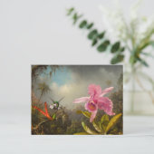 Orchid mit zwei Hummingbirds Heade Postkarte (Stehend Vorderseite)
