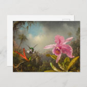 Orchid mit zwei Hummingbirds Heade Postkarte (Vorne/Hinten)