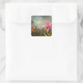 Orchid mit zwei Hummingbirds Heade Quadratischer Aufkleber (Tasche)