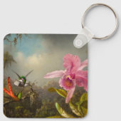Orchid mit zwei Hummingbirds Heade Schlüsselanhänger (Rückseite)