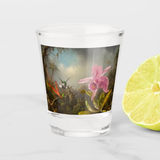 Orchid mit zwei Hummingbirds Heade Schnapsglas (Vorderseite)