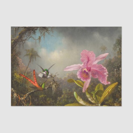 Orchid mit zwei Hummingbirds Heade Seidenpapier (Vorderseite)