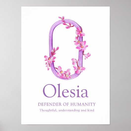 Orchid Monogramm Buchstabe O Olesia Poster (Vorne)