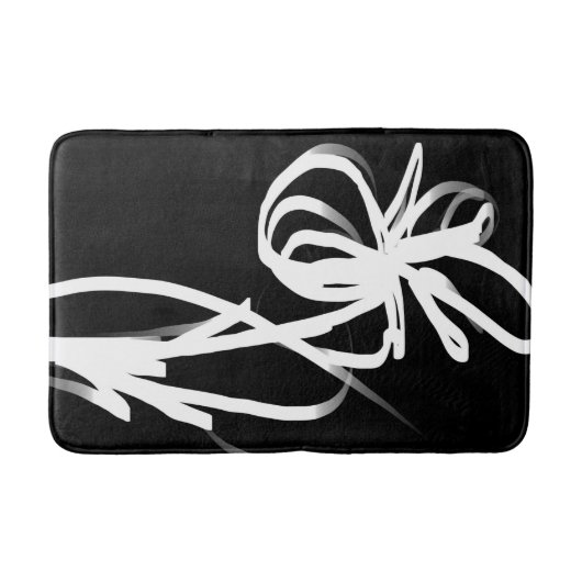 Orchid Noir: Abstrakt Schwarz & Weiß Badematte (Vorderseite)