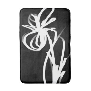 Orchid Noir: Abstrakt Schwarz & Weiß Badematte