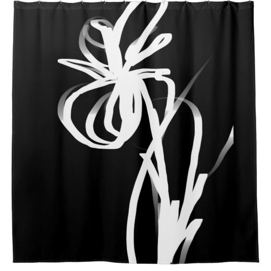 Orchid Noir: Abstrakt Schwarz & Weiß Duschvorhang (Vorderseite)