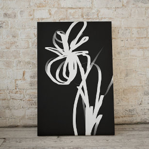 Orchid Noir: Abstrakt Schwarz & Weiß Künstlicher Leinwanddruck
