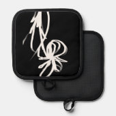 Orchid Noir: Abstrakt Schwarz & Weiß Topflappen (Vorderseite/Rückseite)