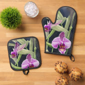 Orchid Oven Mitt and Pot Holder Set (Oben Unten)