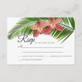 Orchid & Palm Leaf Tropical Floral Wedding RSVP