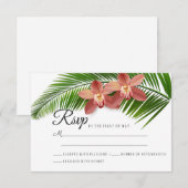 Orchid & Palm Leaf Tropical Floral Wedding RSVP Karte (Vorne/Hinten)
