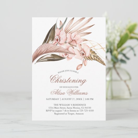 Orchid Pampas Terracotta Einladung (Stehend Vorderseite)