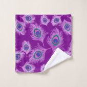 Orchid Peacock Feathers on Amethyst Lila Badhandtuch Set (Waschlappen)