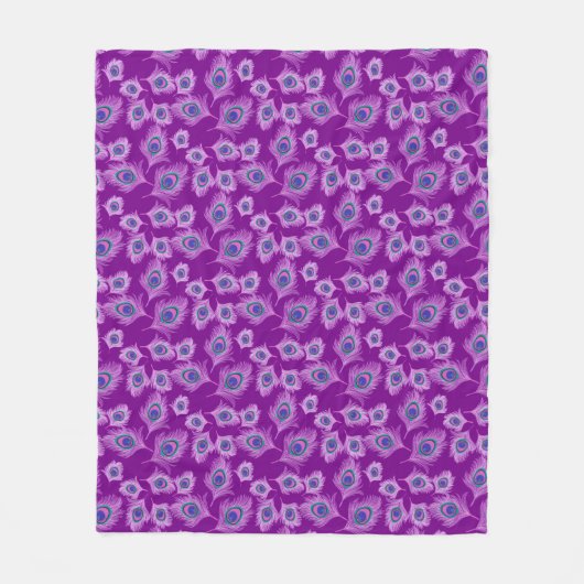 Orchid Peacock Feathers on Amethyst Lila Fleecedecke (Vorderseite)