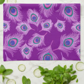 Orchid Peacock Feathers on Amethyst Lila Geschirrtuch (Gefaltet)