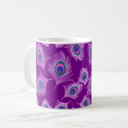 Orchid Peacock Feathers on Amethyst Lila Kaffeetasse (Vorderseite Links)