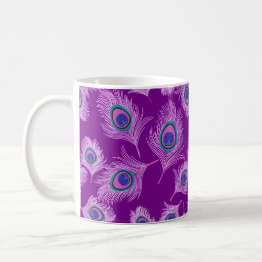 Orchid Peacock Feathers on Amethyst Lila Kaffeetasse (Links)