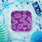 Orchid Peacock Feathers on Amethyst Lila Pappteller (Party)