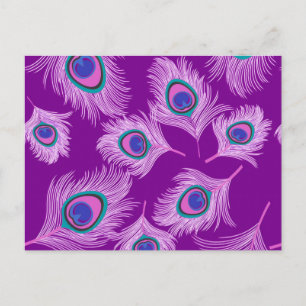 Orchid Peacock Feathers on Amethyst Lila Postkarte