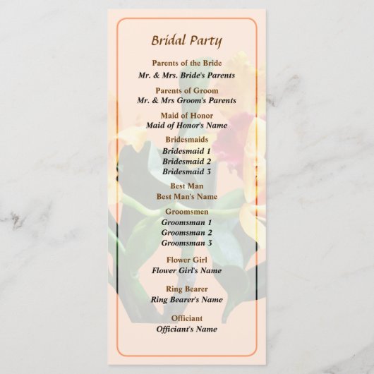 Orchid Persian Garden Wedding Program Programm (Rückseite)