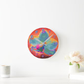 Orchid pink blue and purple painting floral clock runde wanduhr (Zuhause)