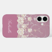 Orchid Pink White Lace Floral Case-Mate iPhone Hülle (Rückseite (Horizontal))