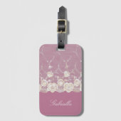 Orchid Pink White Lace Floral Gepäckanhänger (Vorderseite Vertikal)