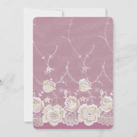 Orchid Pink White Lace Floral Romantische Hochzeit Einladung (Rückseite)