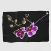Orchid pinkfarbene weiße Farbe auf schwarz blass s Golfhandtuch (Horizontal)