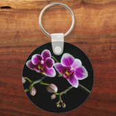 Orchid pinkfarbene weiße Farbe auf schwarz blass s Schlüsselanhänger (Rückseite)