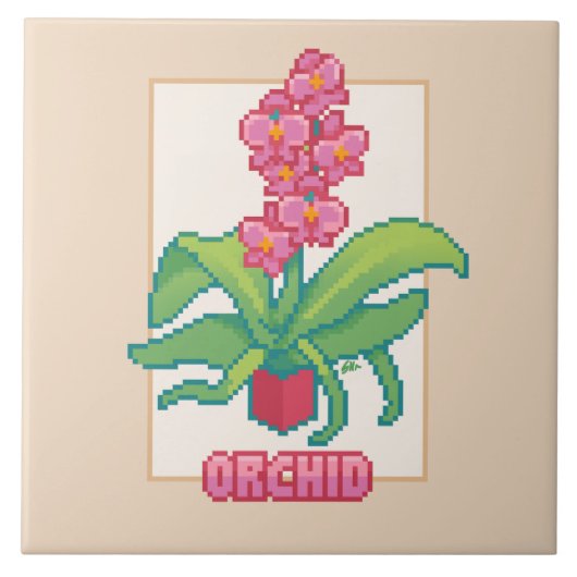 Orchid, Pixelart  Fliese (Vorderseite)