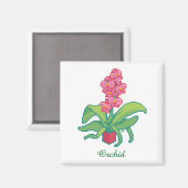 orchid pixelart, Pixel Art  Magnet (Vorderseite/Rückseite)