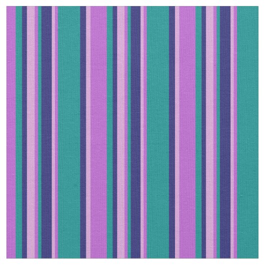 Orchid, Plum, Midnight Blue & Dark Cyan Lines Stoff (Nahaufnahme)