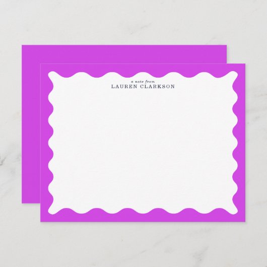 Orchid Purple Wavy Frame Note Card Einladung (Vorne/Hinten)