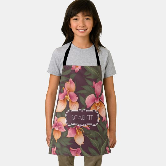 Orchid Retro Personalisiertes Muster Schürze (Insitu)