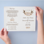 Orchid Rose Pampas Grass Antlers Hochzeitsprogramm (Hand)