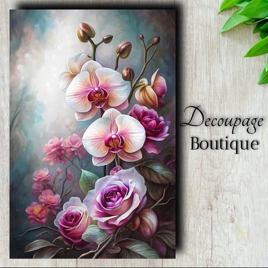Orchid Rosen Dream Decoupage Seidenpapier
